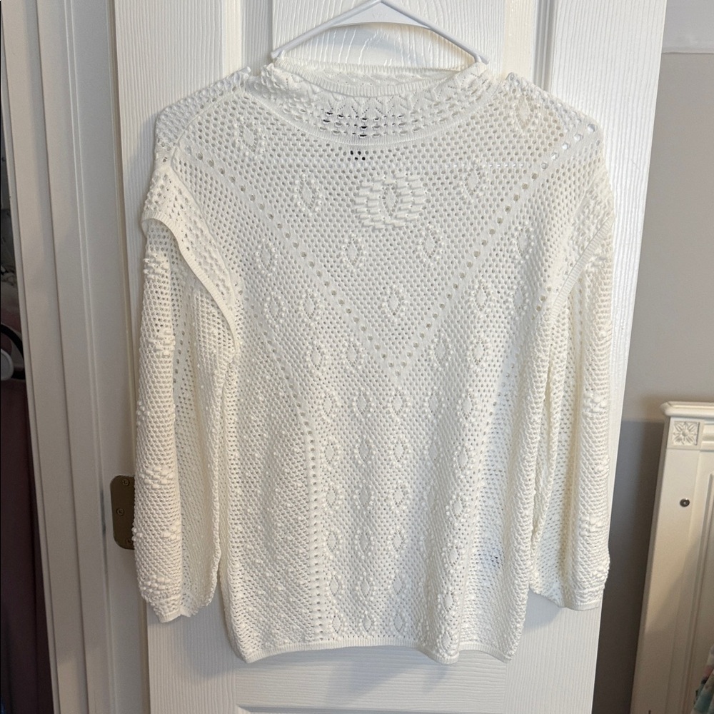 White House Black Market Ivory Knit Top
